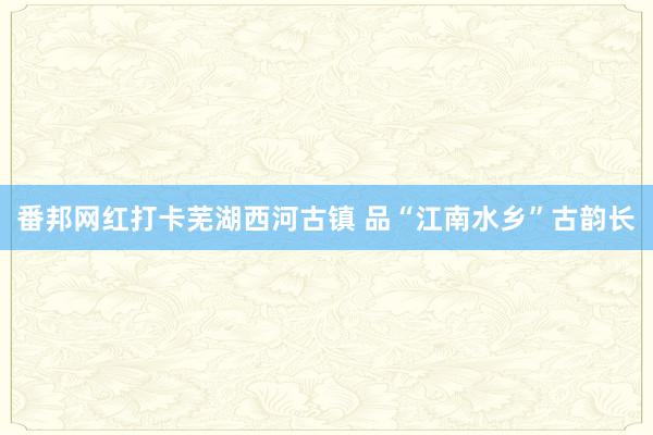 番邦网红打卡芜湖西河古镇 品“江南水乡”古韵长