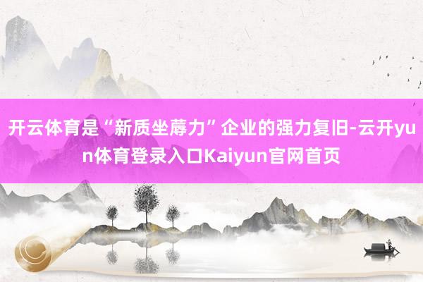 开云体育是“新质坐蓐力”企业的强力复旧-云开yun体育登录入口Kaiyun官网首页